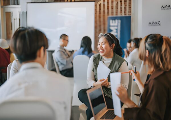 Entrepreneurs and marketers networking during the Cyprus Digital Marketing Summit 2025.